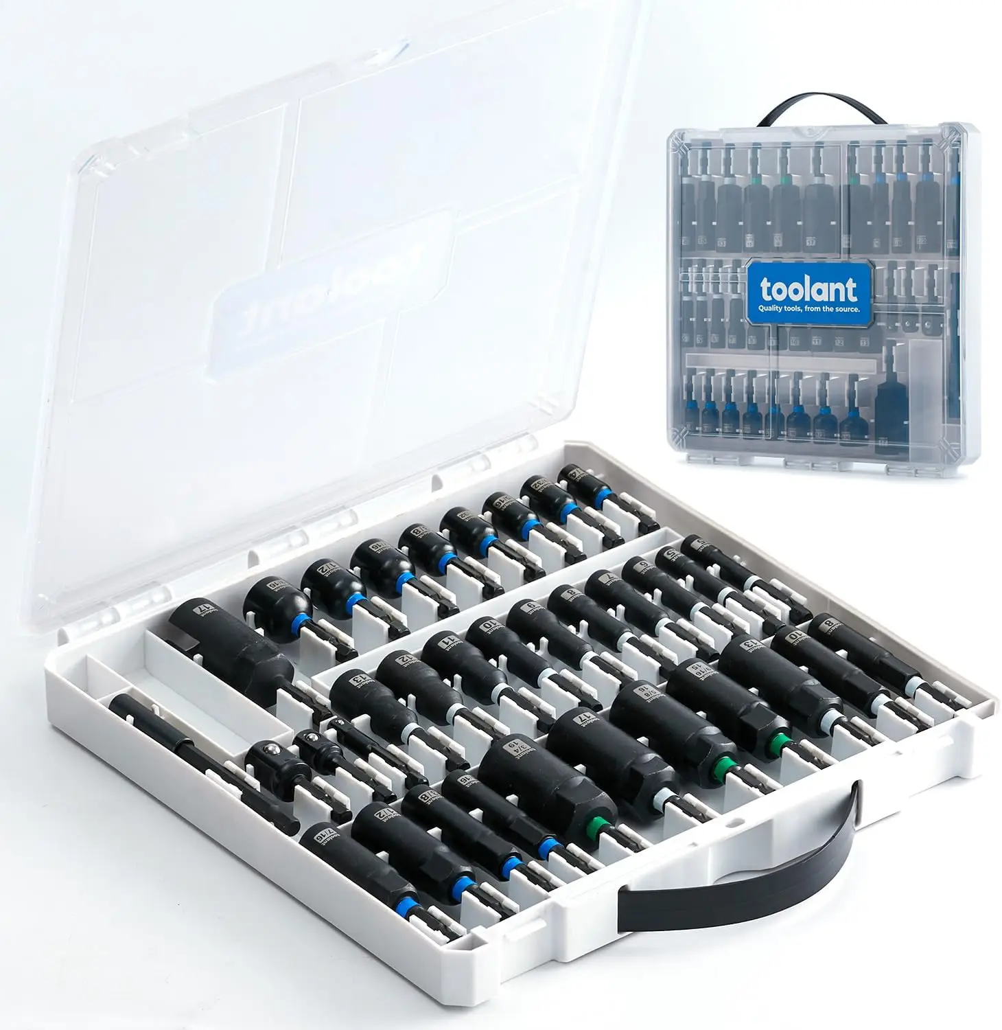 

34 Piece Magnetic Nut Driver Set with Impact Bits, Deep Sockets, and Tough Case - Ideal for Professional Use