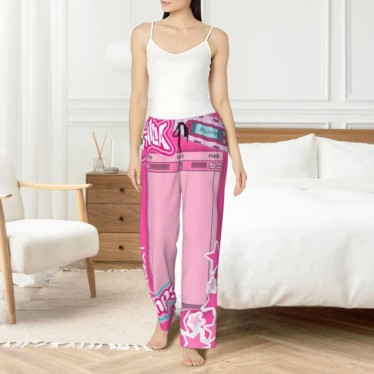 Custom Print Women's E-Emilia Mernes Pajama Pants Mp3 Singer Poster Sleepwear Sleep Lounge Bottoms with Pockets