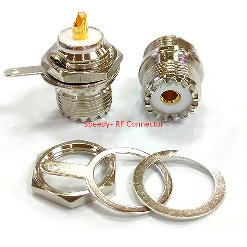 2PCS SO239 UHF SL16 Female Jack Socket Chassis Panel Mount Connector 2Hole 4hole Flange Coax Adapter Fast Delivery Brass