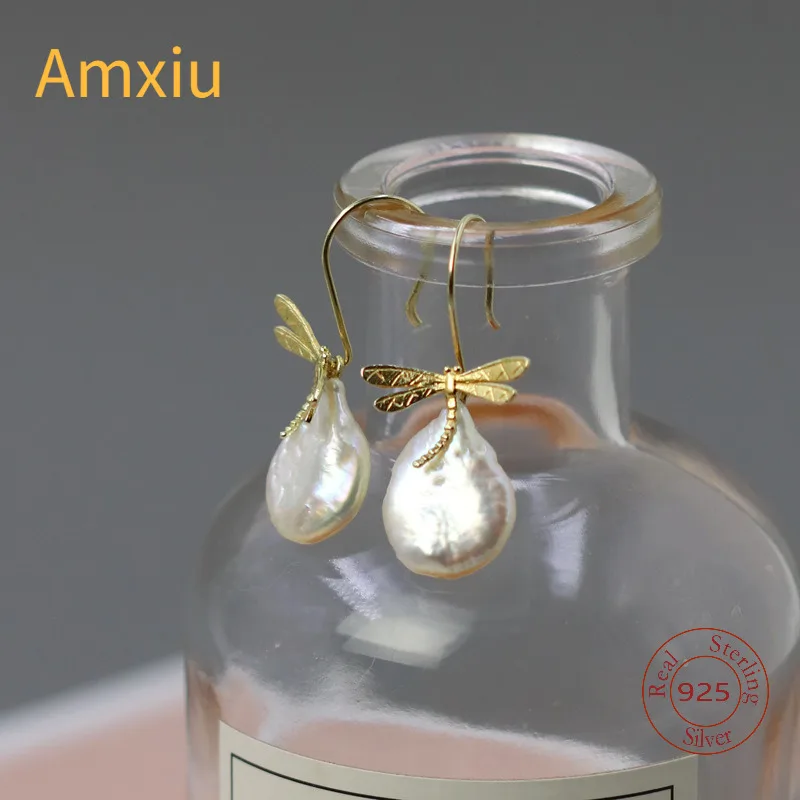 

Серьги Amxiu из стерлингового серебра с баковым жемчугом в стиле барокко, французские художественные свежие украшения для девочек, подарок на день рождения