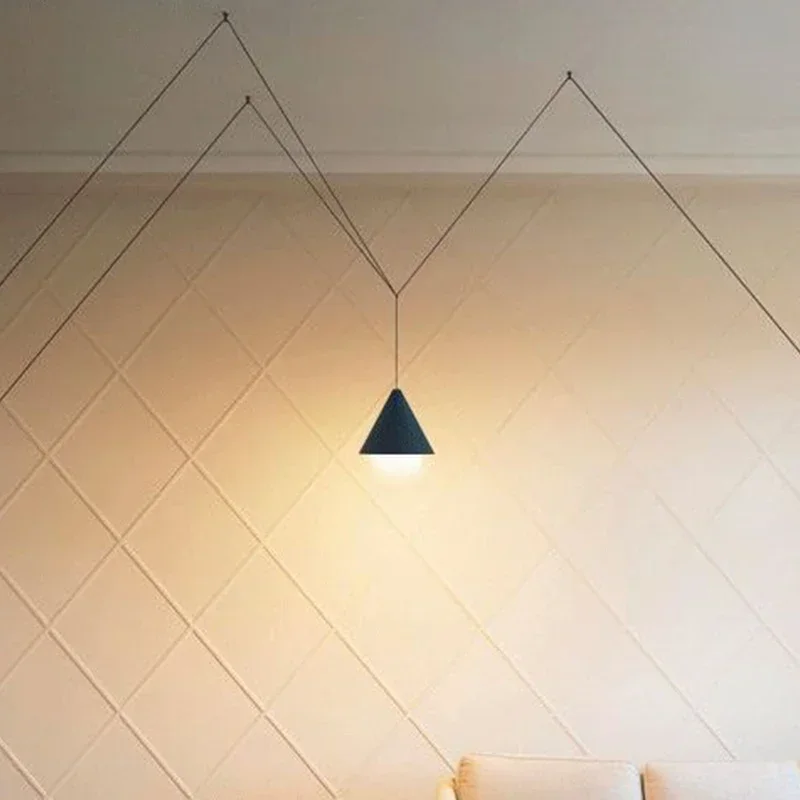 Moderne Wandlampen Vintage Zwart Voor Woonkamer Slaapkamer Trap Lange Draad Ontwerp Nachtkastje Gangpad Met Plug Blaker Licht Thuis decor