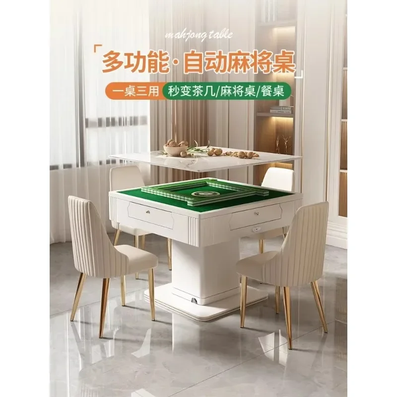 X New Modern electric lifting three-purpose integrated rock slab mahjong tables and chairs silent chess and card tables