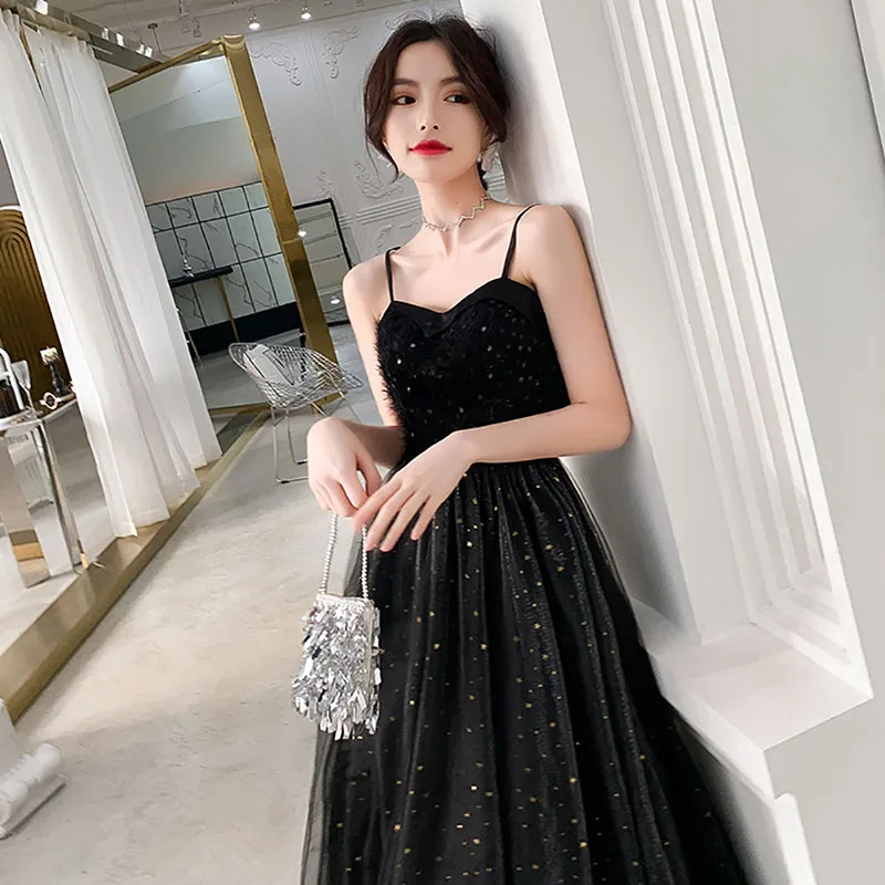 

Banquet Tulle Evening Dress Shiny Blingbling Spaghetti Strap Off Shoulder Starry Sky Luxury Homecoming Dresses Fashion New Gown