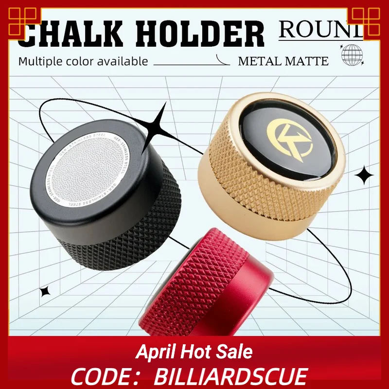 KONLLEN Round Pool Cue Taom Chalk Holder-Portable Metal Cue Chalk Holder Case for Billiard Carom Cue Snooker Sports Accessories