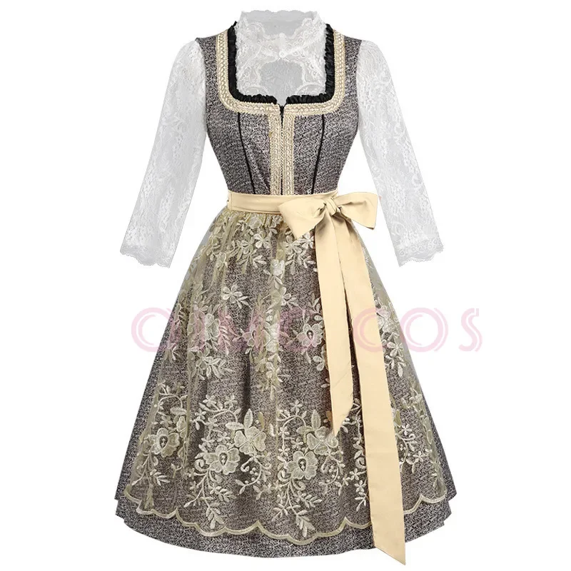 

Beer Festival Traditional Bavarian Costume Maid Beer Dress Short Sleeve Dress Strap Dress Women's Set