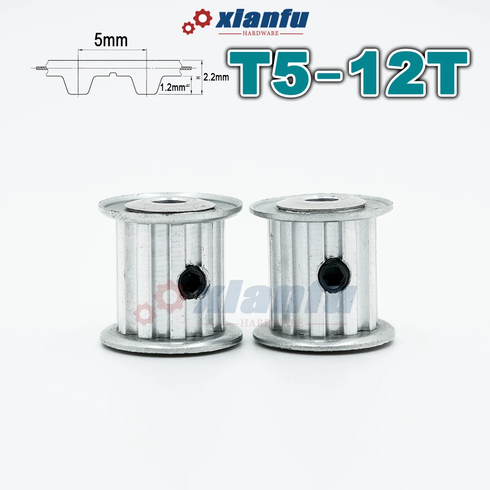 T5 AF Type 12Teeth Timing Belt Pulley 12T Transmission Synchronous Drive Wheel CNC Bore 5～10mm Width 11/16/21/27mm 12 Teeth