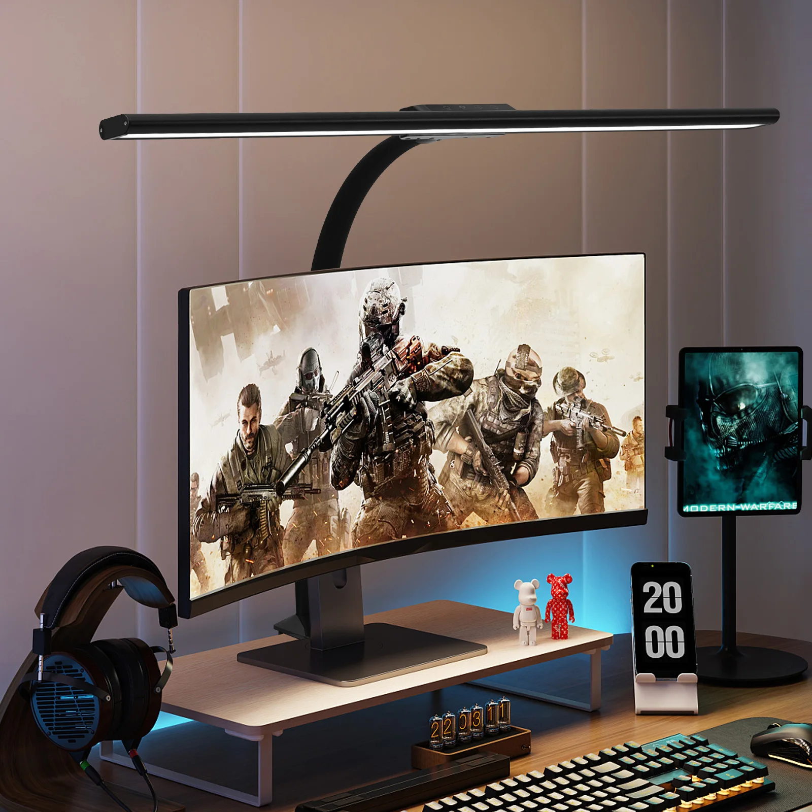 80cm LED Eye protection 36 Watt Super Brightness Desk Lamp Dimmable Monitor 4 Color Modes 6-Level Dimmer Timer Power 0ff