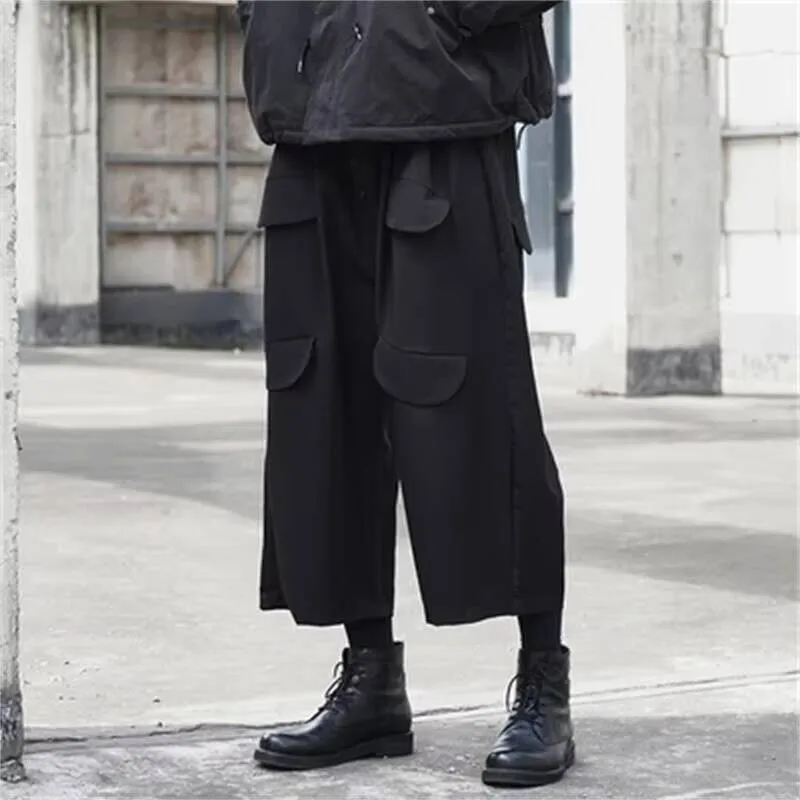 

Новые осенние брюки, весенние мужские широкие и брюки с индивидуальным карманом, темные модные повседневные свободные брюки большого размера