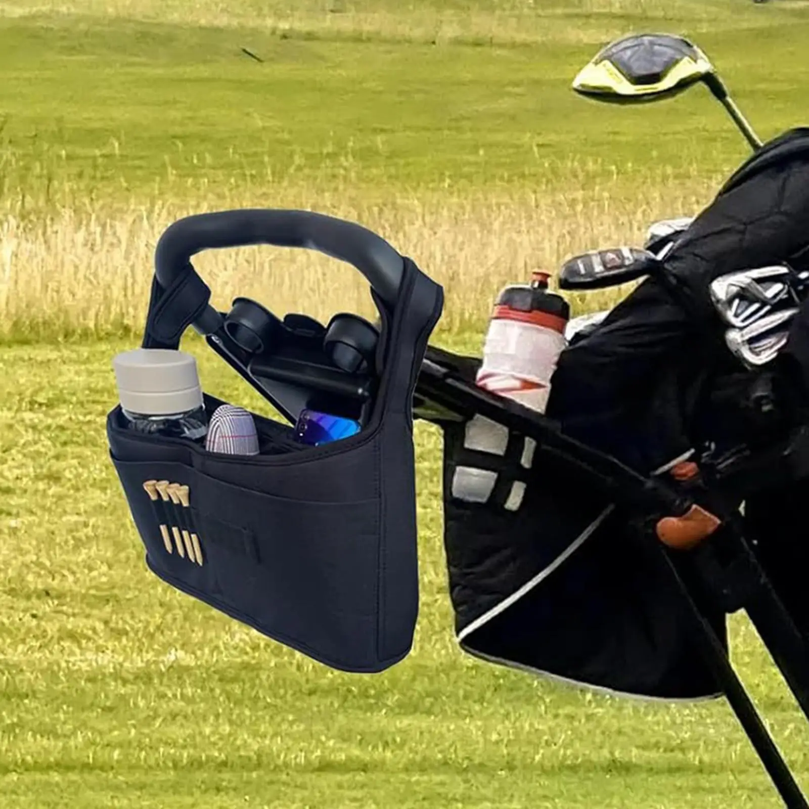 

Golf Cart Bag Pouch Back Zipper Pocket Front Tee Holder Carrier Gift for Men