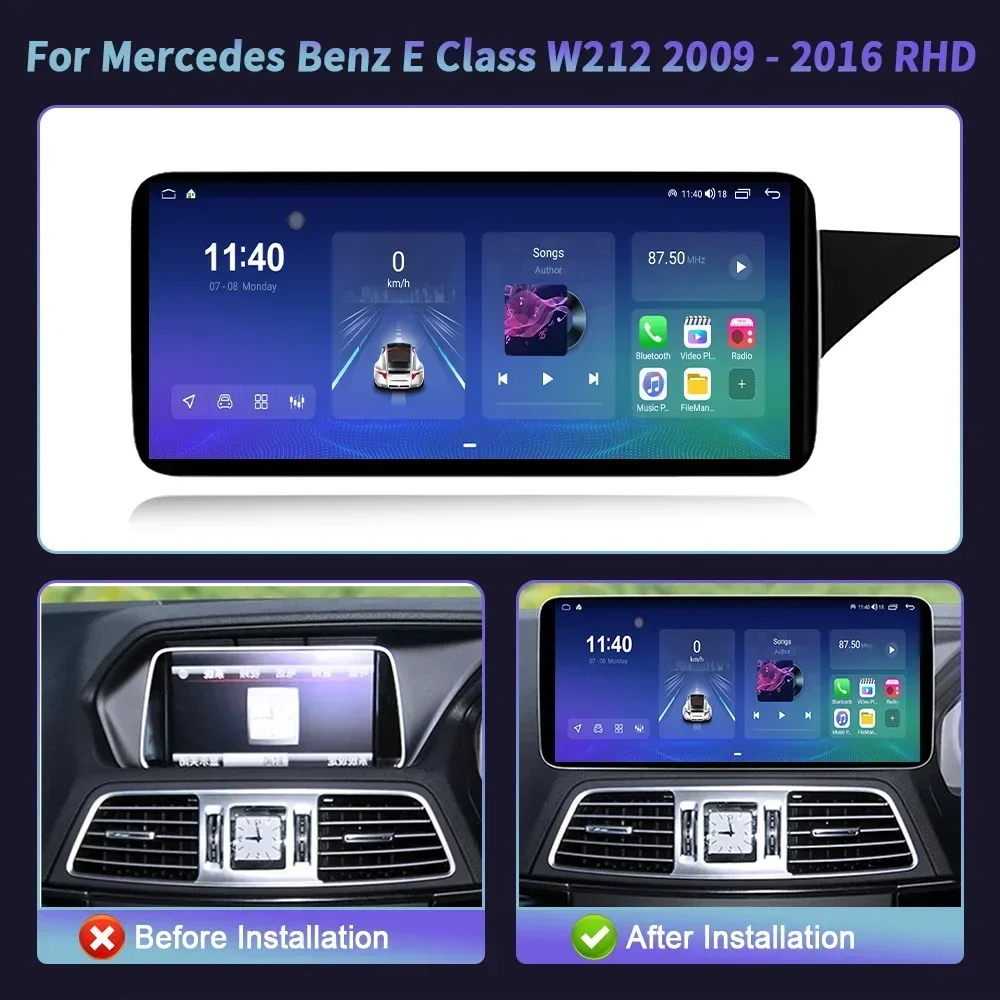 For Mercedes Benz E Class W212 2009 - 2016 RHD Android 14 12.3