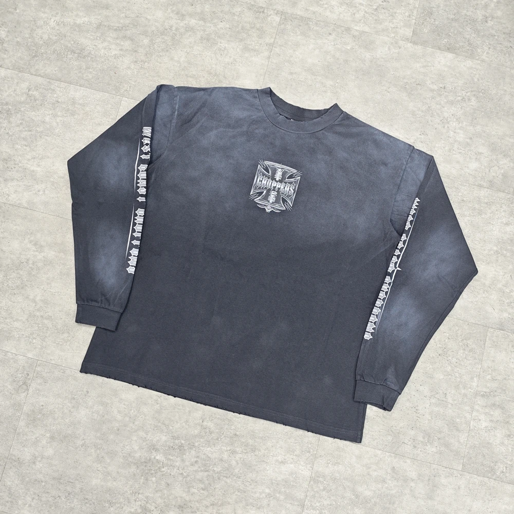 Yao Fashion Luxuy Vintage Loose Baggy High Street Sport Autumn High Qualit Cotton Long Sleeve T Shirt