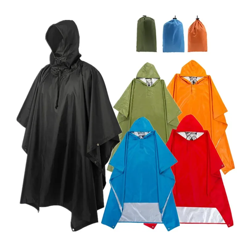 3 in 1 Waterproof Adult Long Raincoat Women Men Rain Coat Jacket Hooded Poncho for Outdoor Hiking Travel Fishing Rainwear Suit