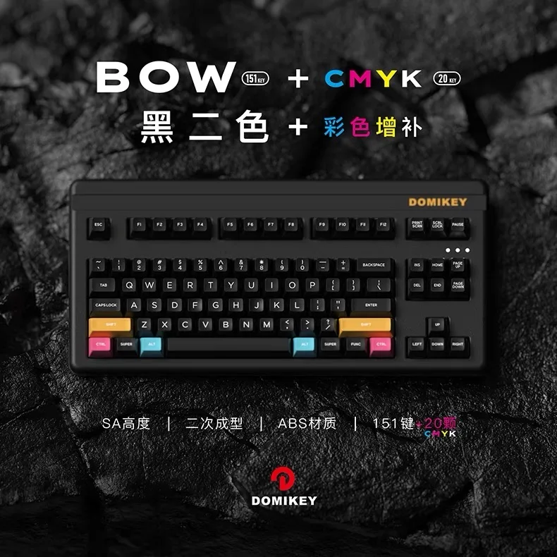 Domiley WOB CMYK  SA Keycaps  ABS Double Shot  Black and White 151 CMYK Color keys 20 for MX 60% 80% 108/104 keys