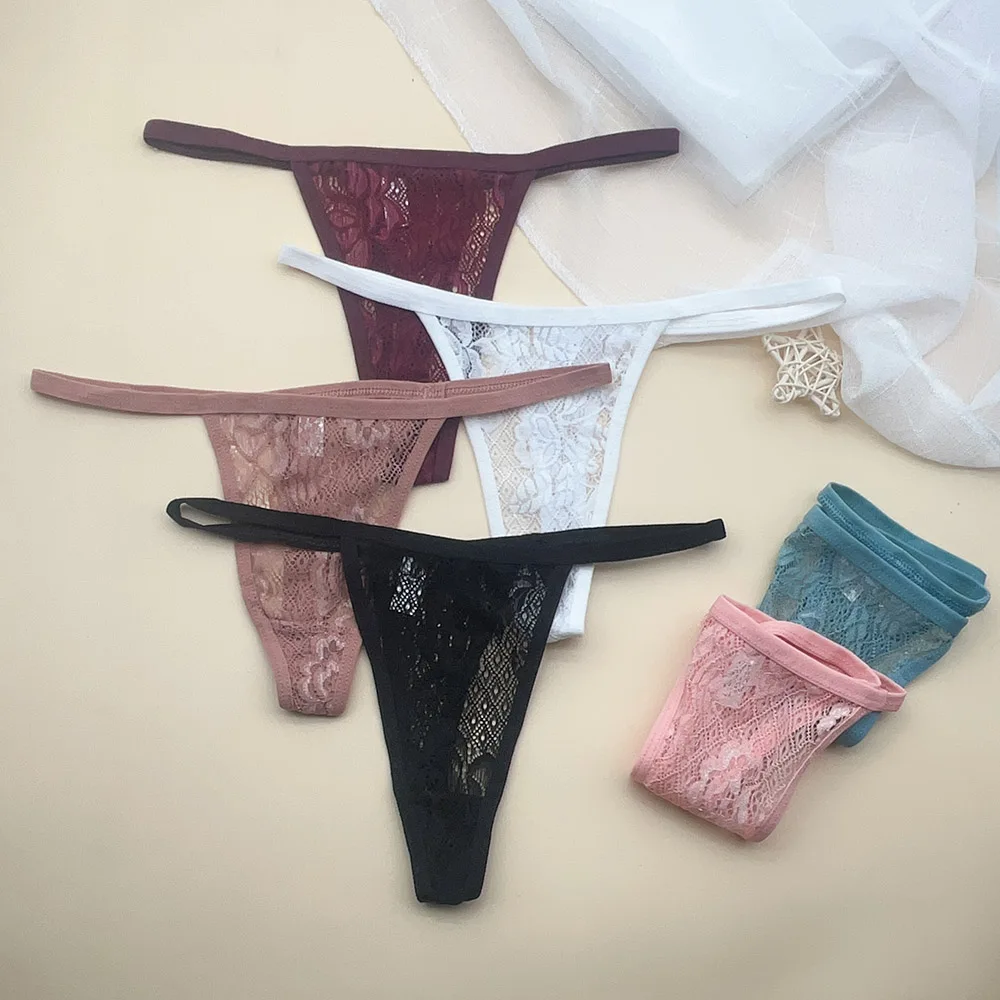 Moonflame 12 Pcs/Set Sexy Lace Thongs for Women Low Rise Female Breathable Underpants Sexy Lingerie Ladies Panties