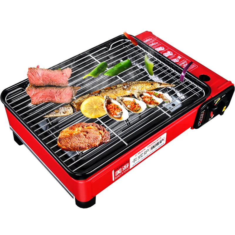 Portable gas grill Smokeless outdoor household stove Liquefied gas Korean grill Cassette grill Fish stove Commercial