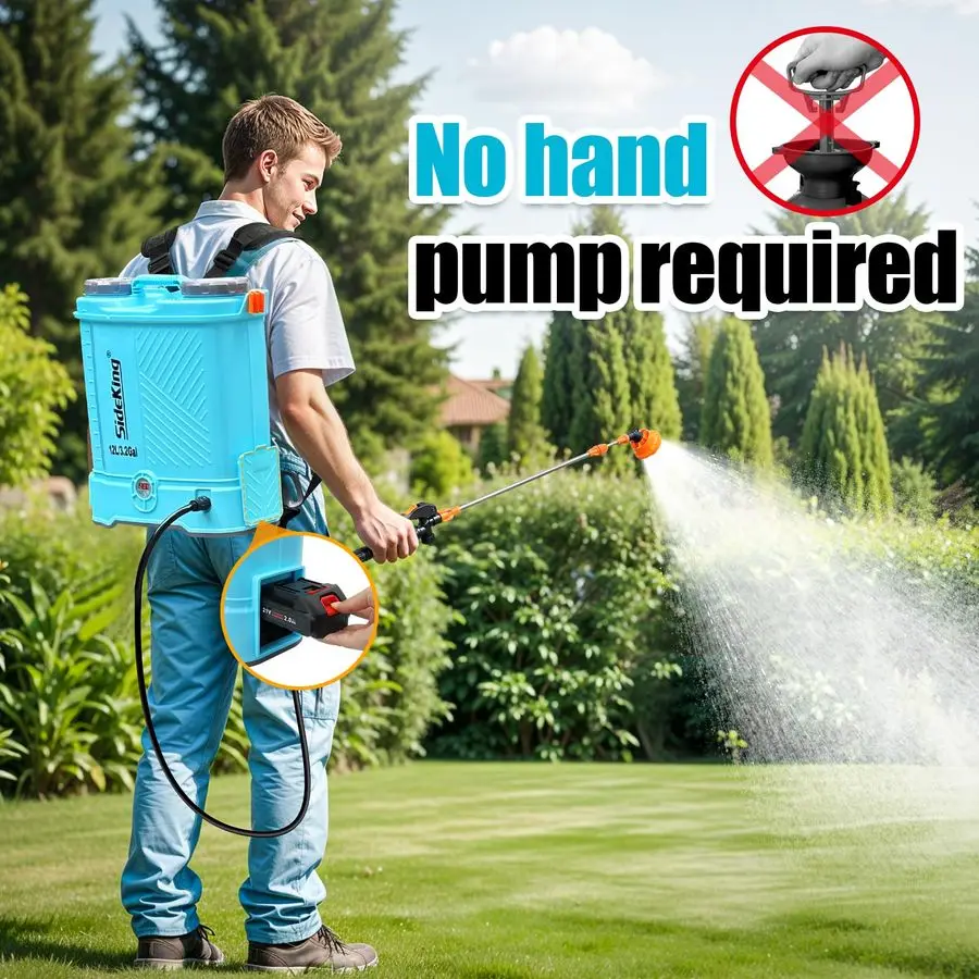 Powered Backpack Sprayer 3.2 Gallon, 080 PSI Adjustable Pressure Sprayer Compatible with 18V Battery, Electric Sprayer with Wand