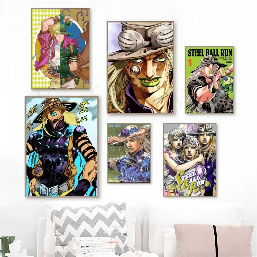 1pc Classic Japanese Comics JOJO Steel Ball Run Poster HD Posters Home Room Bar Cafe Decor Art Wall Painting Picture