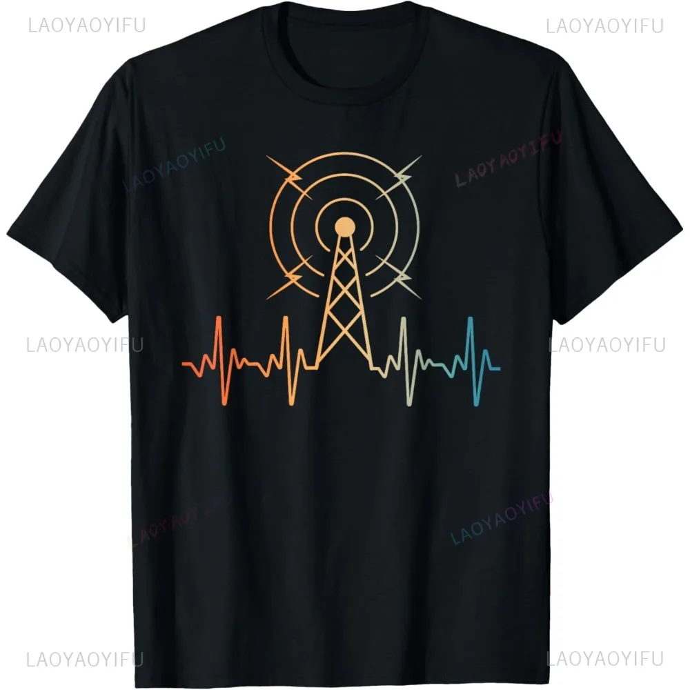 Funny Ham Radio Art for Men Women Ham Operator Amateur Radio T-Shirt Casual Fashion Loose Summer Short Sleeve Hip Hop Streetwear