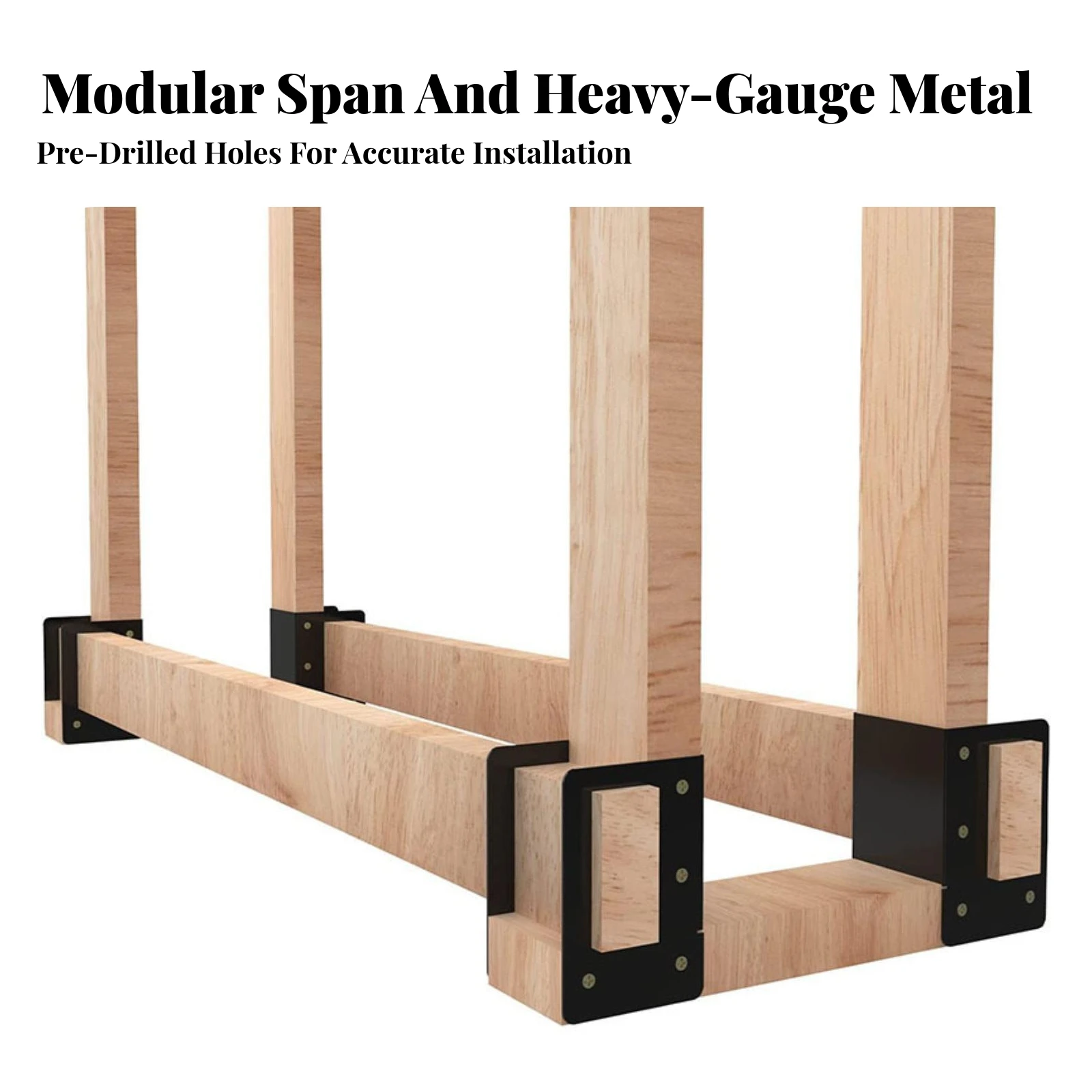4 Pieces Storage Bracket Powder-Coated Firewood-Storage Support Bracket Modular Firewood Rack Support Weather-Resistant