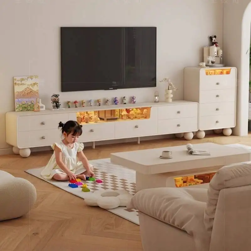 تخزين الضوء الأبيض خزانة التلفزيون الحد الأدنى الشمال غرفة المعيشة تلفزيون خزانة فاخرة مصمم طويل Fernseher Tisch أثاث المنزل