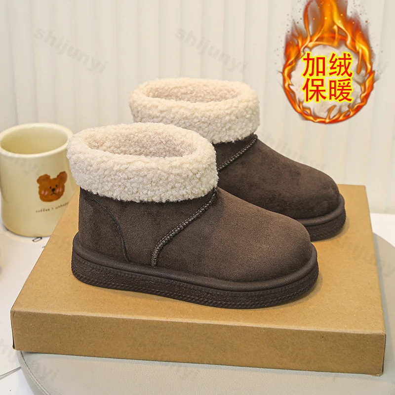 Winter Children Snow Boots 2025 New Children Cotton Shoes Warm Plush Kids Platform Outdoor High Top Boots Girl Boy Snow Boots