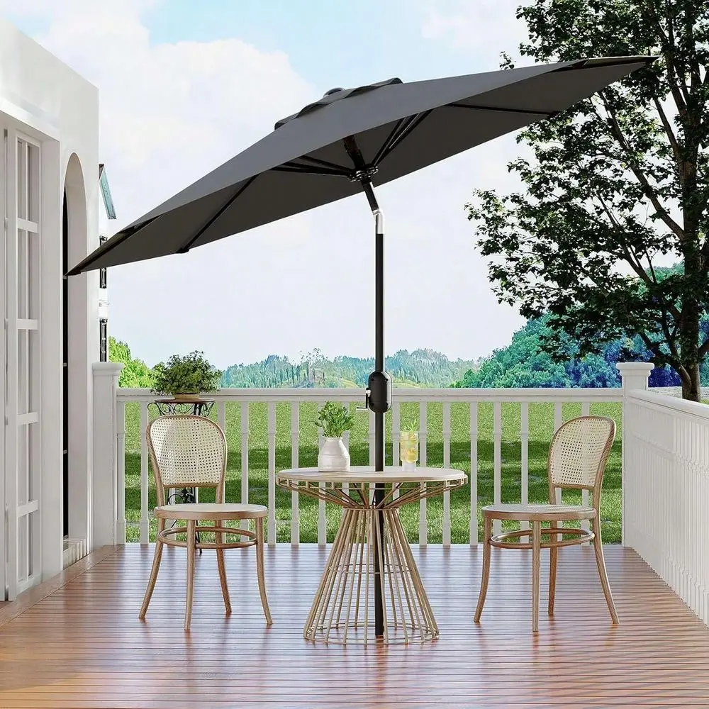 

Зонт для патио с ручным подъемным механизмом и кнопкой наклона, уличный зонт для патио с 8 прочными спицами для двора, террасы, бассейна