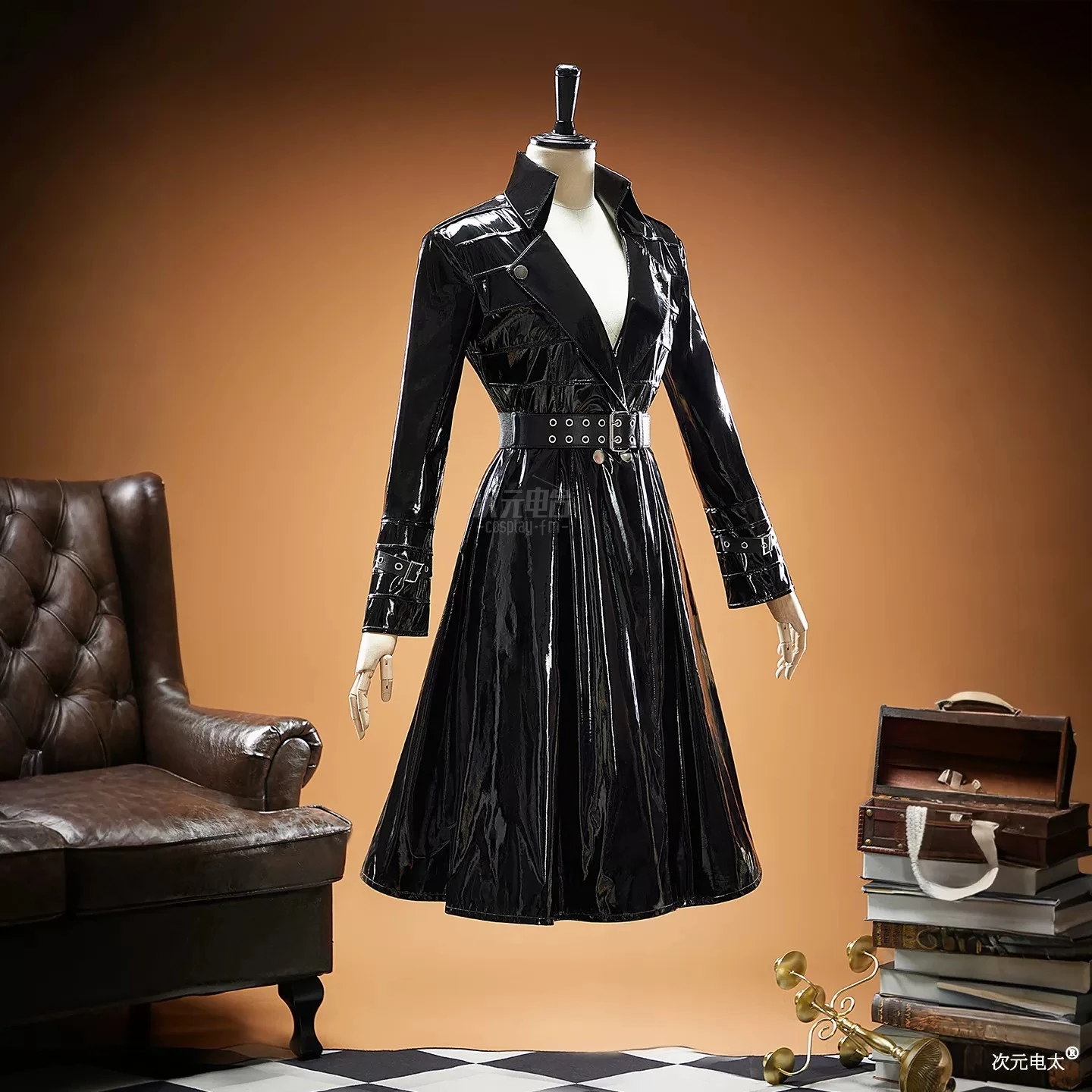 Movie Nico Robin Cosplay Anime OP Miss All Sunday Costume Black leather dress women sexy uniform Halloween carnival custom suit view 2