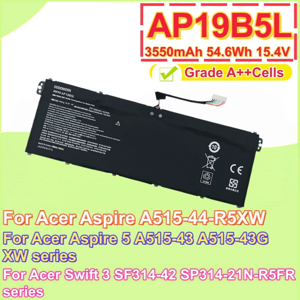 AP19B5L Laptop Battery For Acer Swift 3 SF314-42 Aspire 5 A514-54 A515-44 Spin SP314-21N Vero AV15-51 TravelMate P2 KT.0040.5010