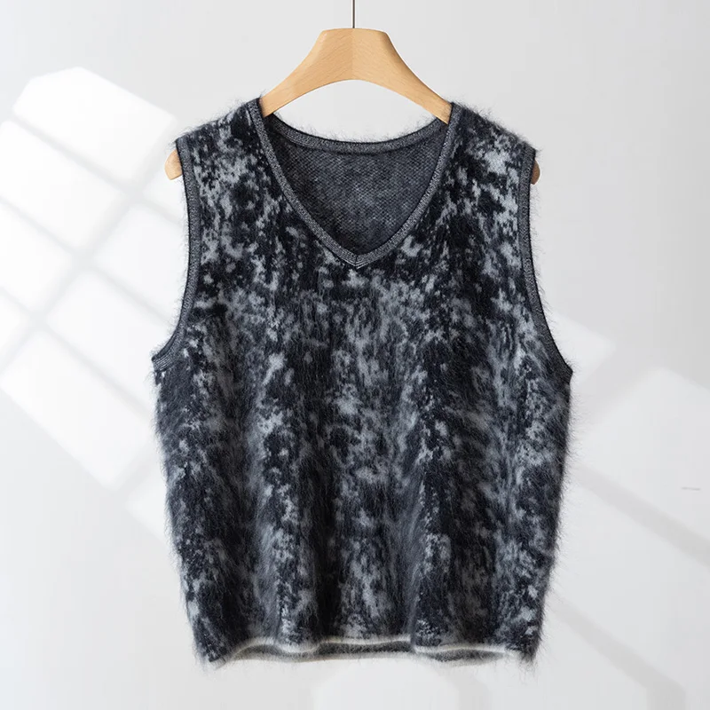 

High Quality Women 100% Brushed Cashmere Waistcoat Autumn Winter V-neck Sleeveless Pullover Sweater Casual Woman Knitted Vest