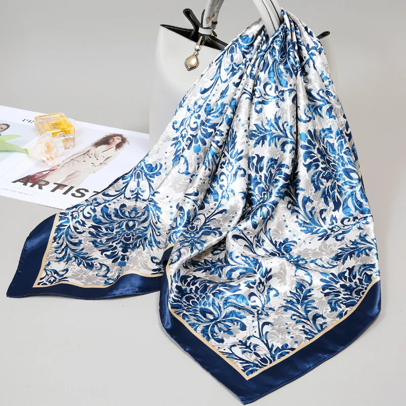 

Small Silk Scarf for Women, Large Square Scarf, Gauze Scarf for Spring, Autumn, and Winter, Paired with a Shirt, for Middle-Aged Mothers, Square 90×90 Thin Scarf