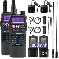 Baofeng UV-5R 8W 2 Pack Ham Radio Long Range Walkie Talkies Dual Band Handheld Two Way Radio with 3800mAh Battery Ham Radio