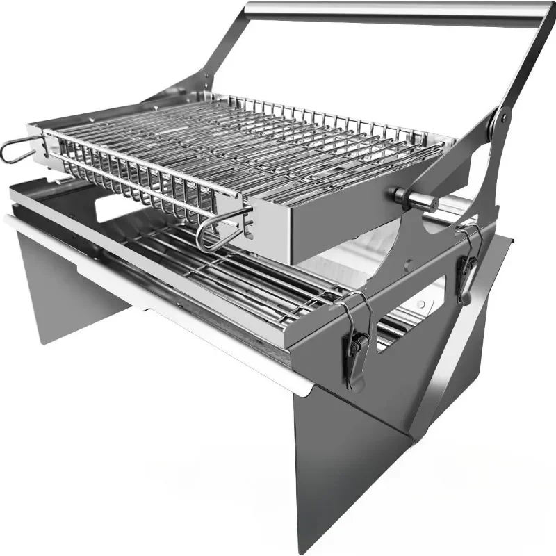 Abnehmbarer Klappgrill, Haushaltskohlegrill, drehbares Grillgitter