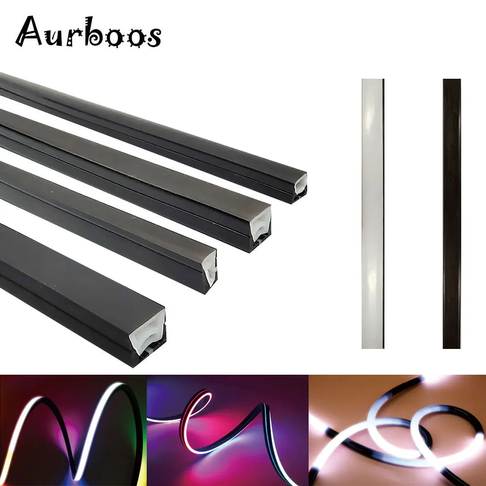 Tube Lumineux LED en Silicone Néon Noir et Étanche, Bande Lumineuse Flexible pour la Maison, la Chambre à Coucher, Décoration d\'Éclairage