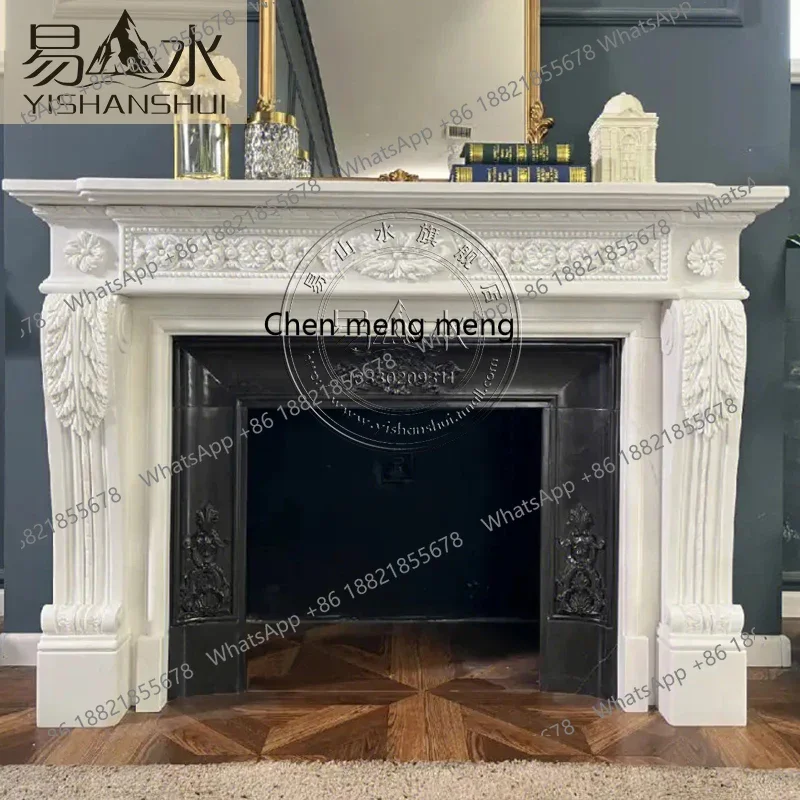 02M Marble mantel French marble carved natural stone heating living room ornament
