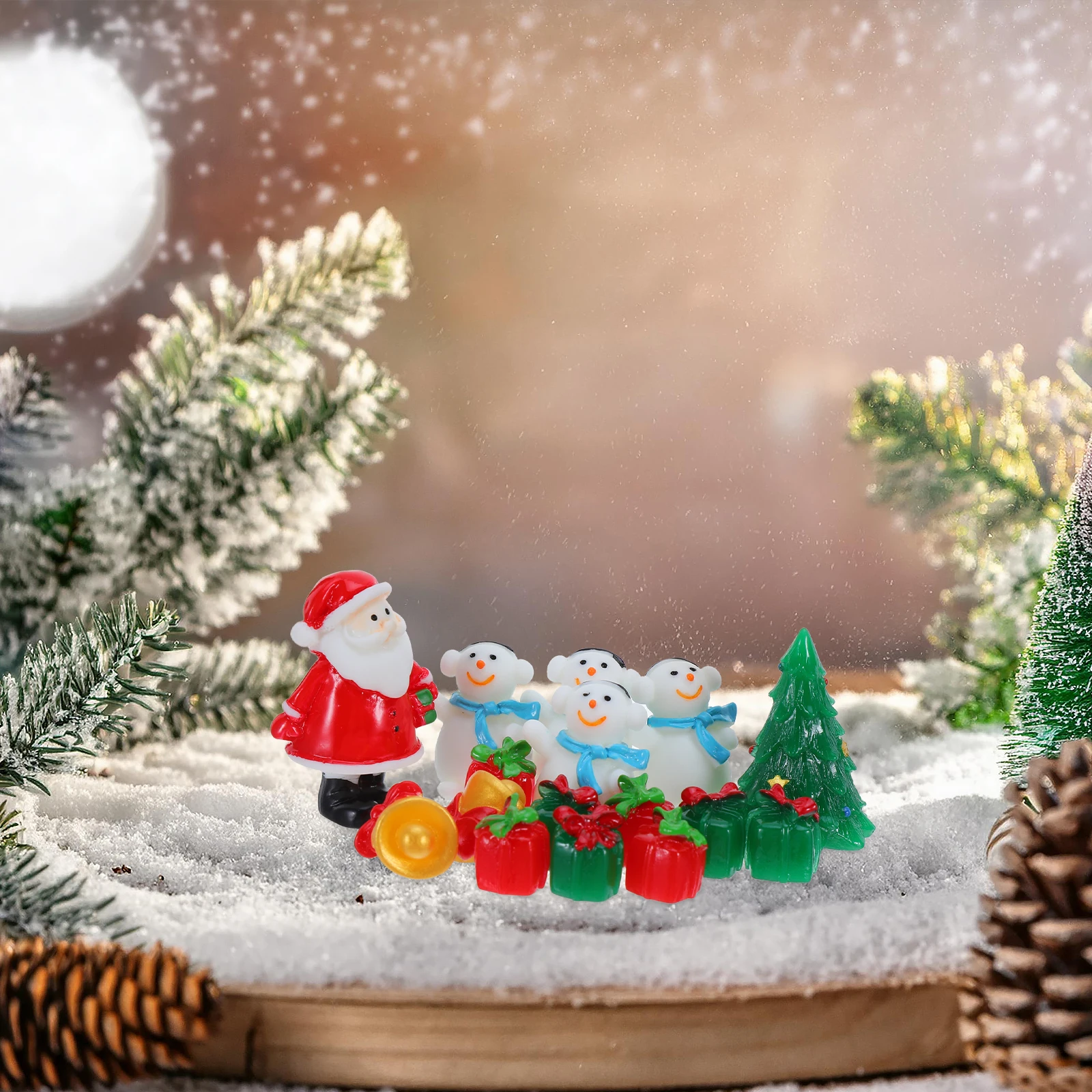 

1 Set Of Christmas Snowman Figurines Mini Resin Santa Claus Snowman Xmas DIY Dollhouse ornament Micro Landscape Christmas Decor