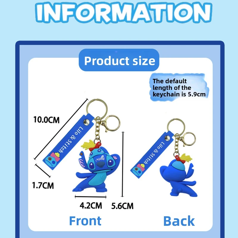 스티치 인형 키체인-우아한 키링, 스티치 팬들을 위한 프리미엄 선물, 생일/기념일에 이상적, 귀여운 백팩/지갑 액세서리