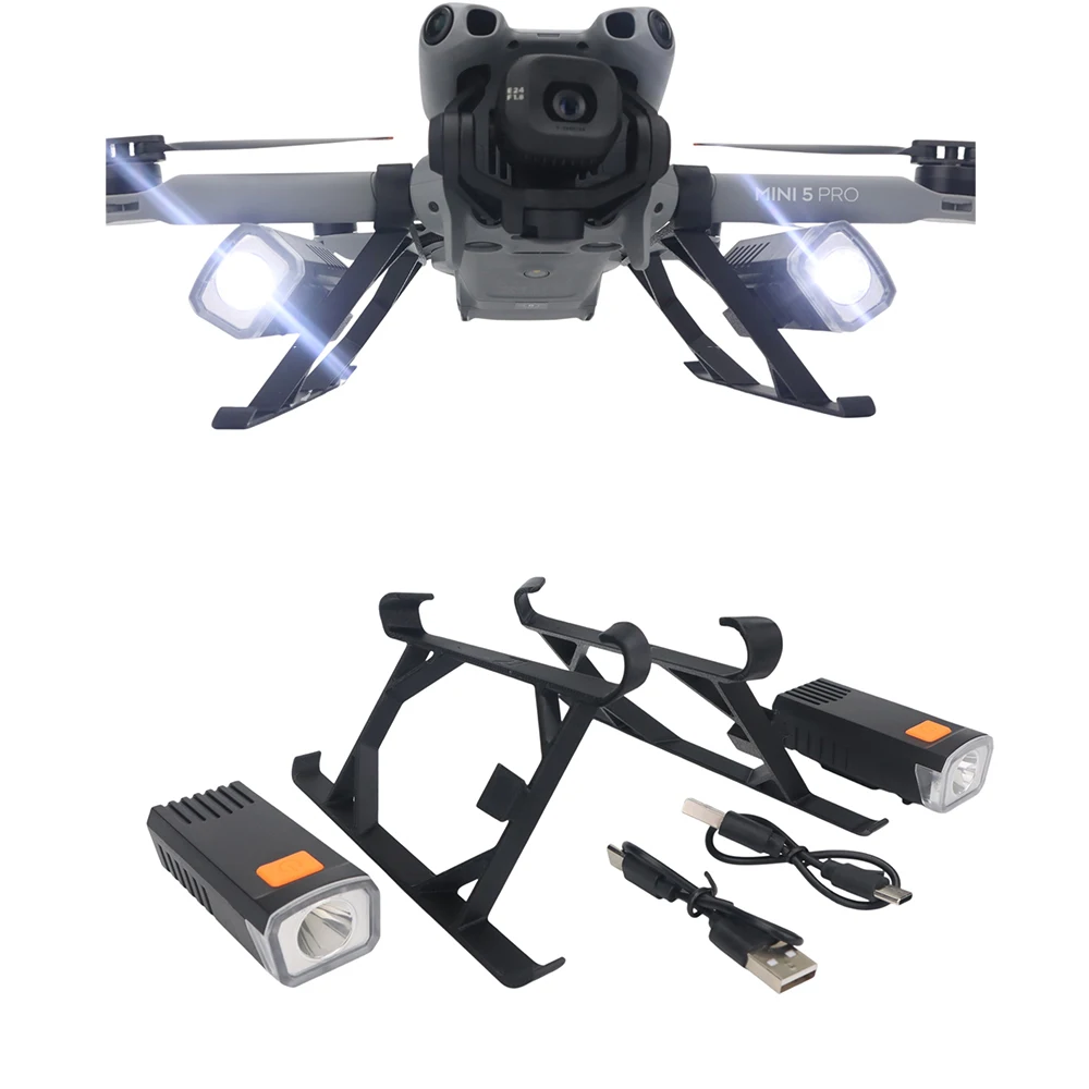 Height Increasing Tripod Dual Light Searchlight for Dji Mini 5 Pro Drone, Night Flight Lighting Holder Navigation Warning Light