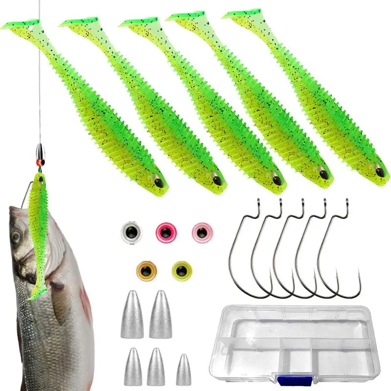 Fishing Soft Bait Kit 3D Eyes Soft Squid Baits Soft Bait With Fishhook Lead Pendant Fishing Accessories For Fisherman Fishing