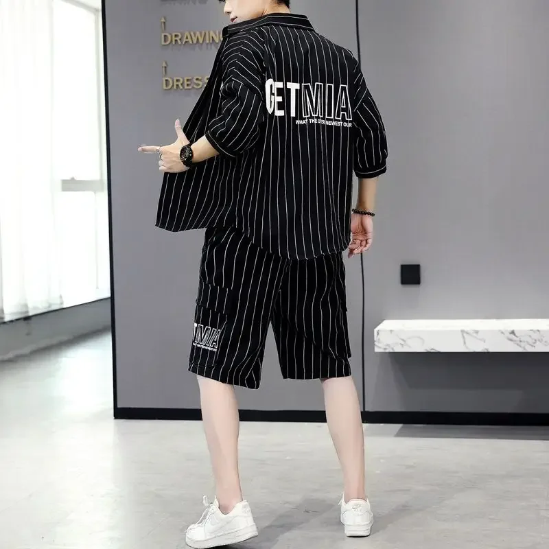 T Shirt Man Jogging Sports Suits Alphabet Tracksuit Print Top Sportswear Men's Clothing Cool Shorts Sets Stripe Luxury Summer Xl