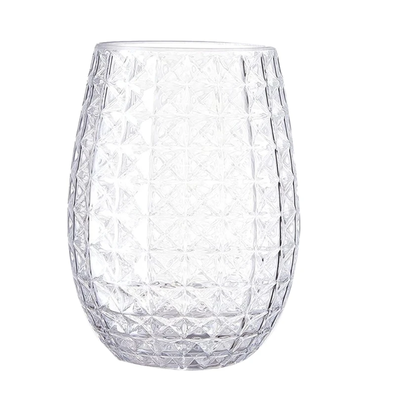 Pineapple Wine Glass, Plastic Cocktail Glass, Reusable Drinking Cup for Drink, Home Party, Club, 16oz, 12oz