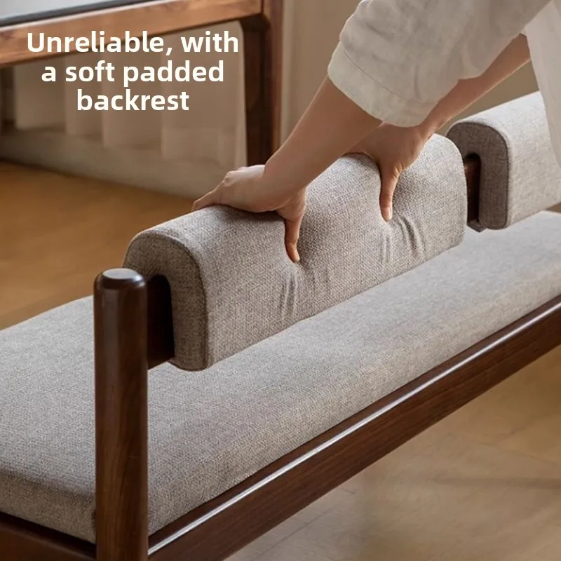 원목 벤치, 부드러운 등받이 벤치, 침대 옆 벤치