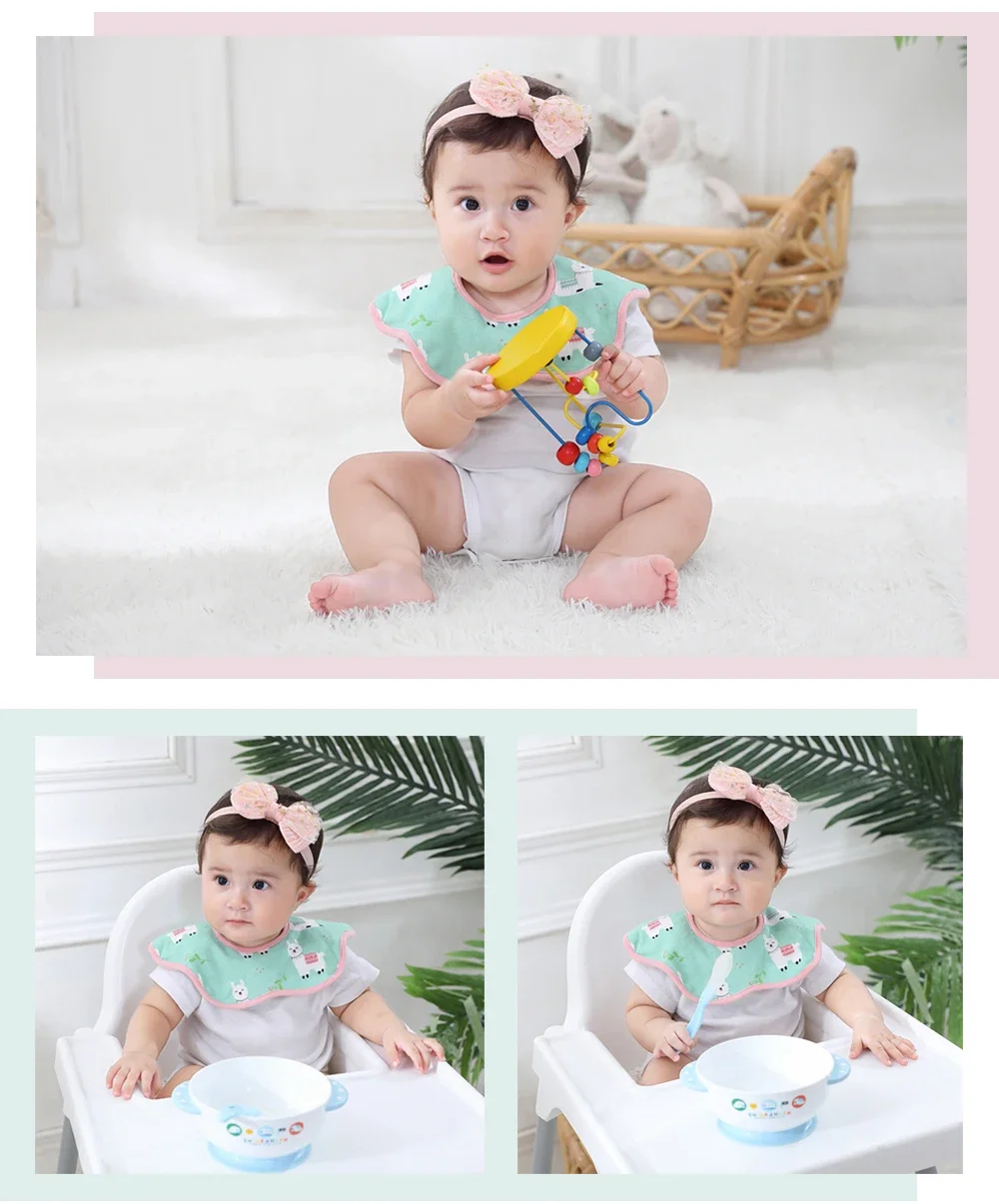 Nouveau Insular 2 pièces bavoirs pour bébé Rotation à 360 degrés mousseline bébé enfants Bandana rot tissu doux nouveau-né infantile salive serviette bébé trucs