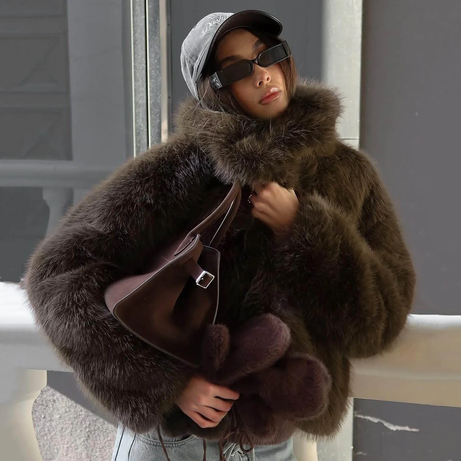 RU Luxury Lapel Furry Jacket Thick Warm Loose Faux Fur Coat Suitable For Fall Winter Elegant Daily Club Streetwear Outfits