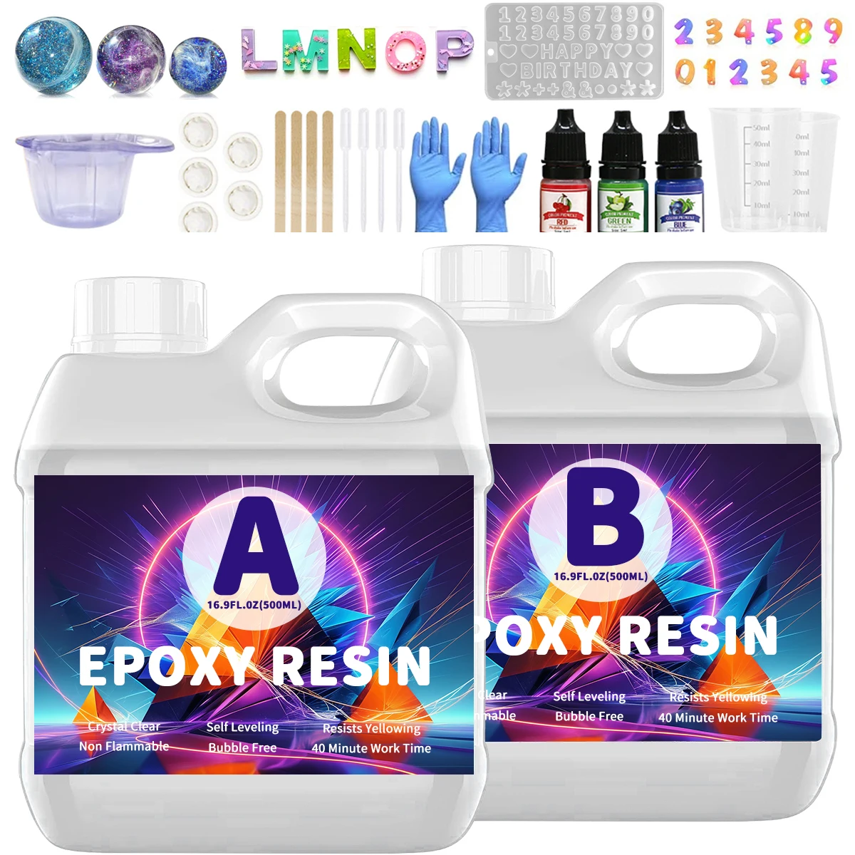 

500ml 1:1AB Epoxy Resin Gule Fast Curing High Clear Hardness Resin AB Adhesive For DIY Earring Pendant Jewelry Craft Making