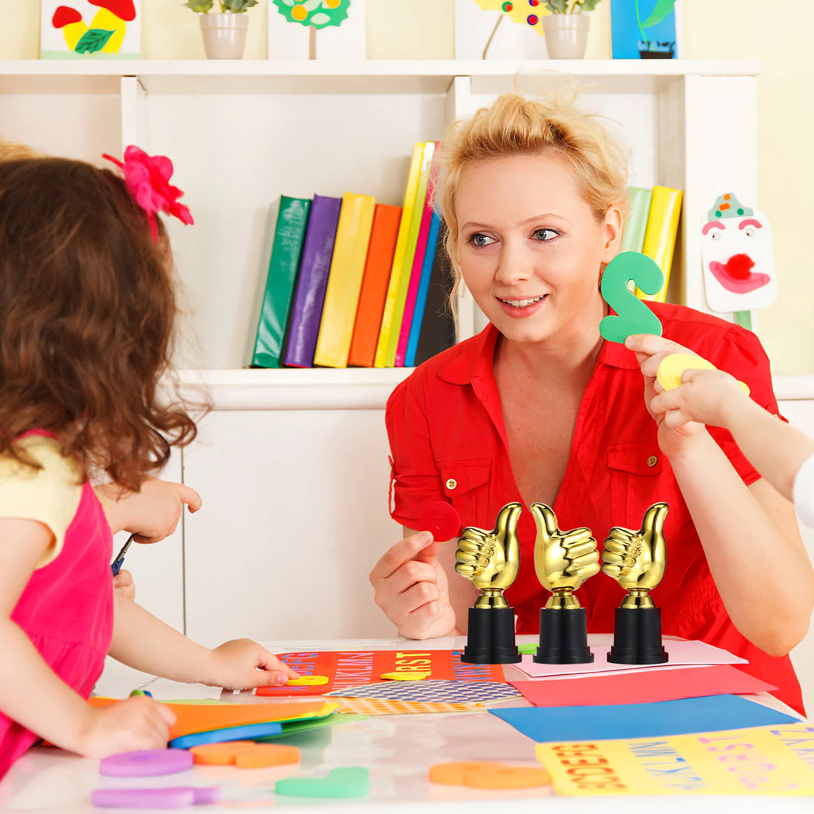 

6Pcs Thumb Shaped Award Trophy Durable Honor Prize for Kids Kindergarten Competition Decorative Sports Trophy Cup