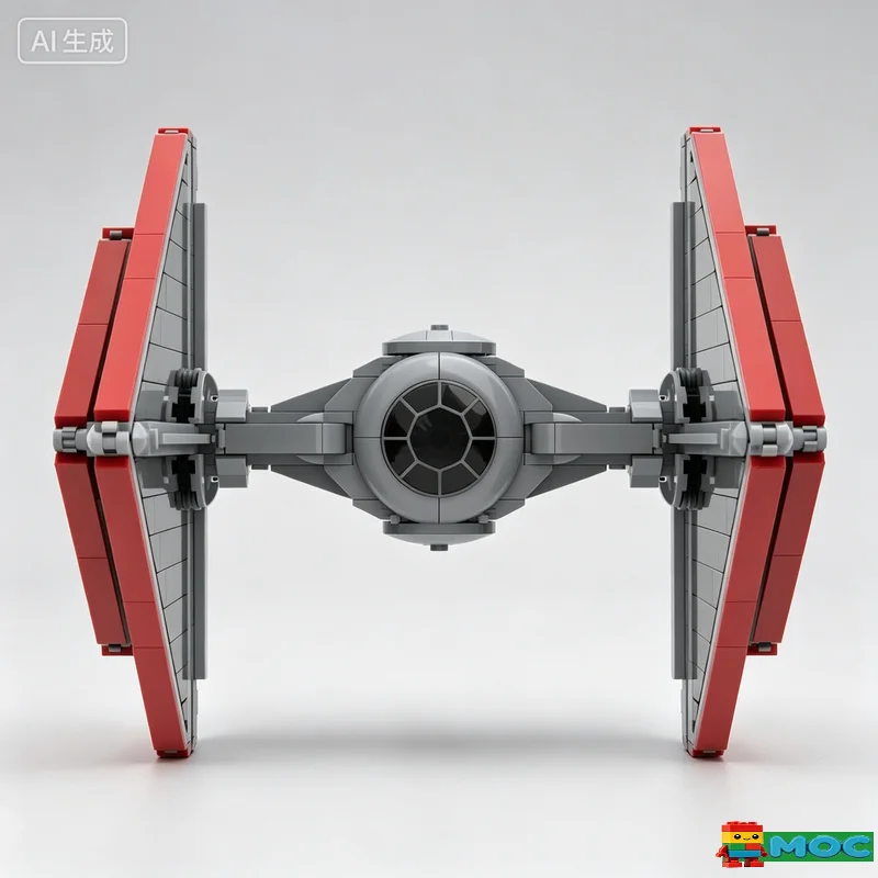 679PCS Sci Fi Red Edge Dual Wing Space Fighter MOC Spaceship Model Building Blocks Educational Collection Birthday Popular Gift