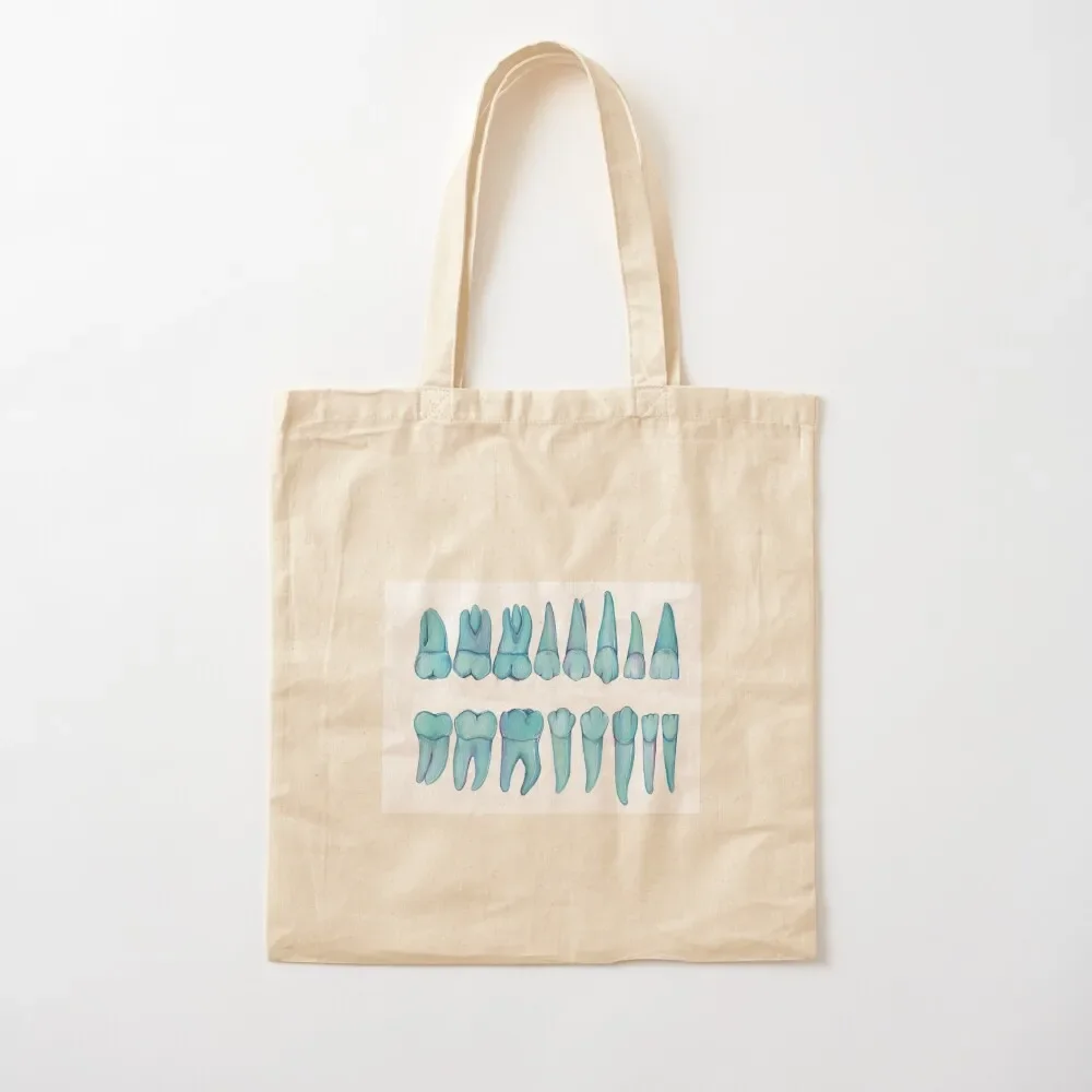 

Teal Watercolor Teeth Tote Bag Women's shopper bag shopping bags foldable bags woman 2025 custom bags Tote Bag