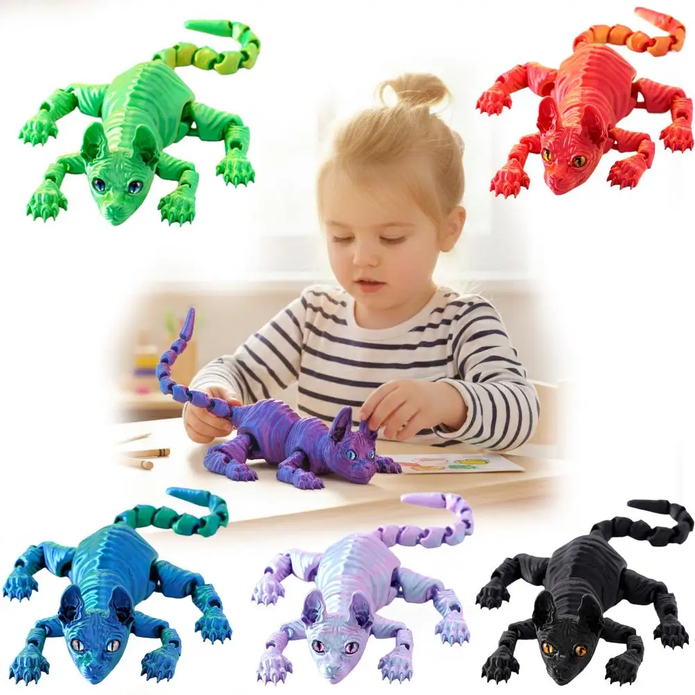 3D 프린팅 고양이 장식 가동식 관절 데스크탑 선반 디스플레이 다양한 자세 매끄러운 표면 가정 사무실 장식 선물