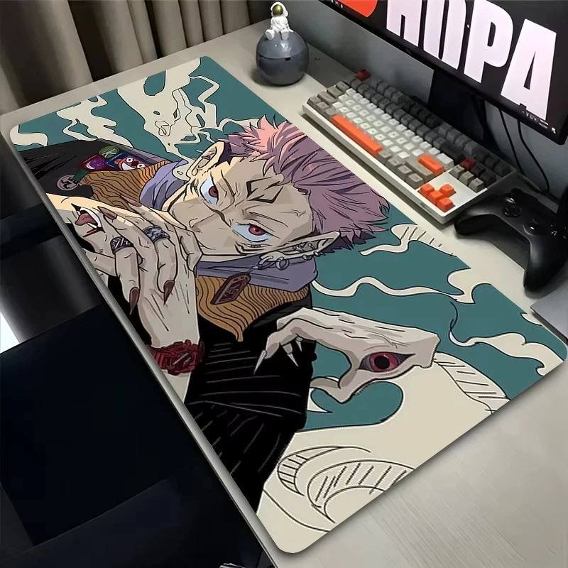 لوحة ماوس أنيمي كبيرة XXL Deskmat كمبيوتر محمول مكتب ماوس ديكور مكتب لوحة ماوس ممتدة الكمبيوتر حصيرة لوحة المفاتيح Jujutsu Kaisen حصيرة مكتبية
