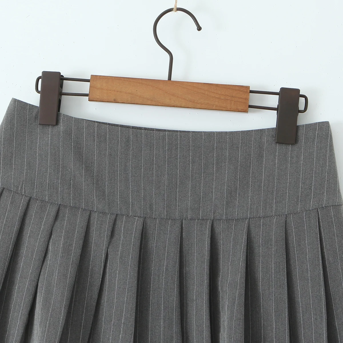 Y2K Grey Striped Print Side 3 Buttons Pleated Mini Skirt Sexy Low Waist Short Skater Skirts